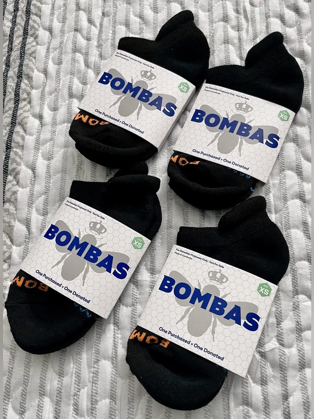Bombas Black Low-Cut Athletic Bees Socks — 4-Pack NWT
